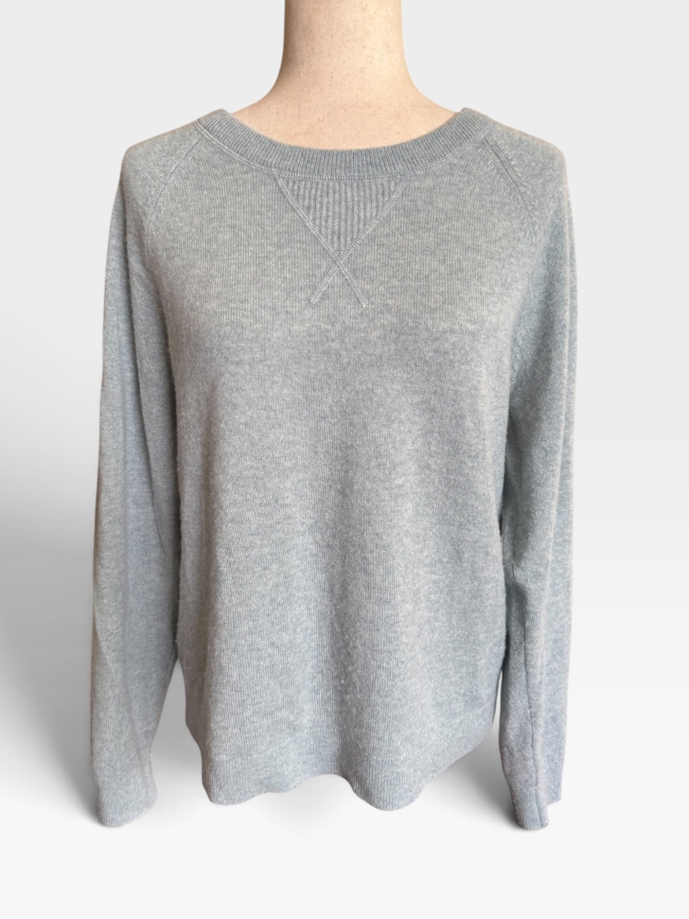 Garnet Hill Cashmere Powder Blue Crewneck Sweater